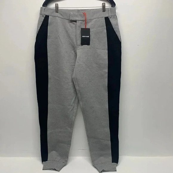 Roberto Cavalli Sport Jogger Pants Pant Striped Gray Black New Mens Size Large - Picture 2 of 14